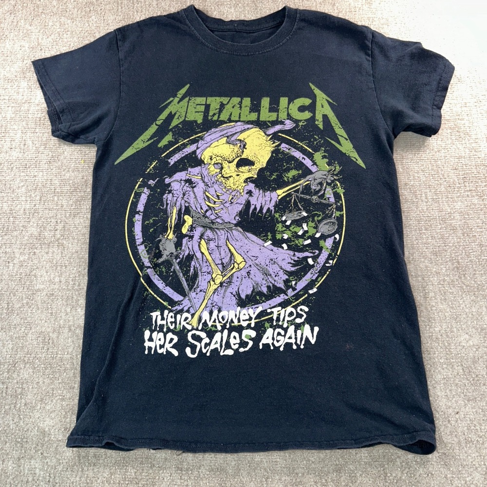 Metallica Their Money Tips Her Scales Again Graphic‎ T-Shirt Black Mens Small